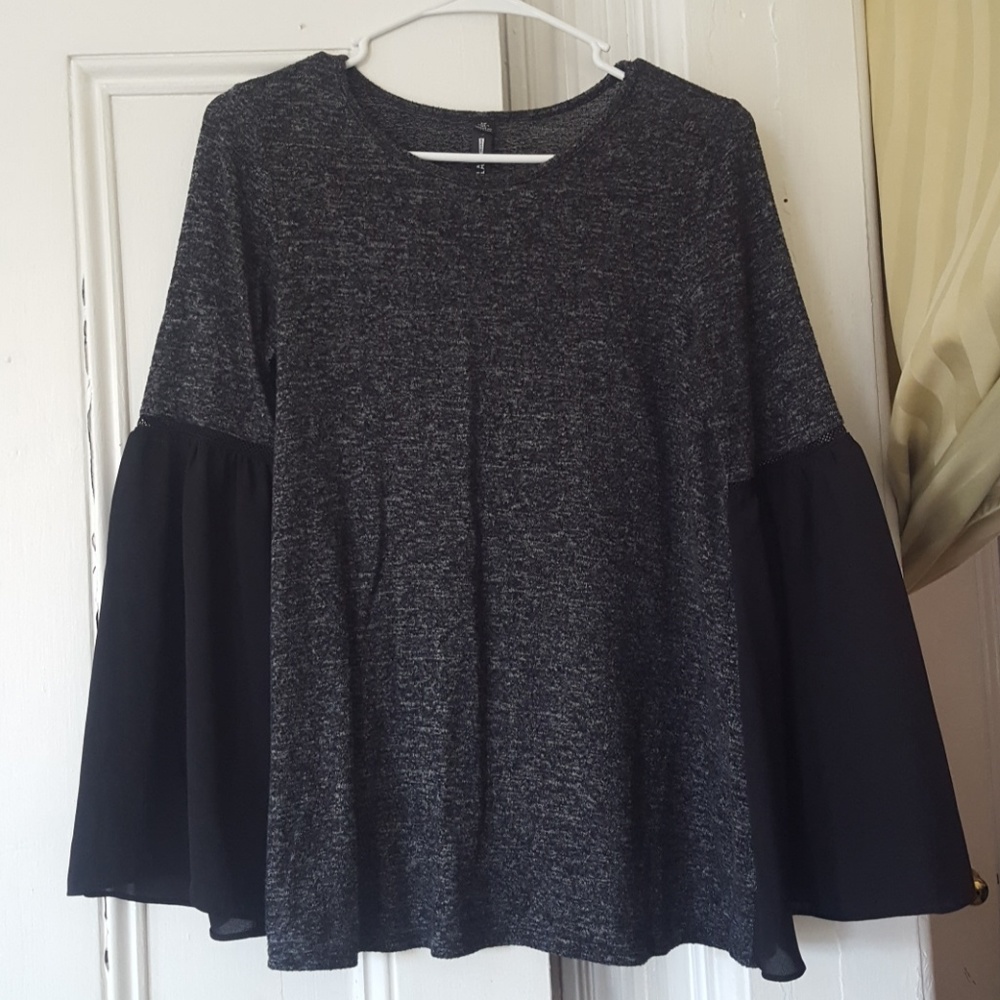 Grey Bell Sleeve Top